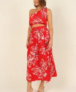 PUP4 Laura Top - Red Floral Clothing