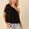 PUP65 Clothing Lexie One Shoulder Tie Top - Black