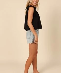 PUP65 Clothing Lexie One Shoulder Tie Top - Black