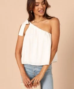 PUP65 Lexie One Shoulder Tie Top - Ivory