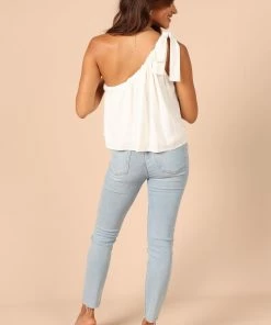 PUP65 Lexie One Shoulder Tie Top - Ivory