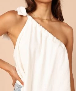 PUP65 Lexie One Shoulder Tie Top - Ivory