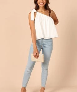 PUP65 Lexie One Shoulder Tie Top - Ivory