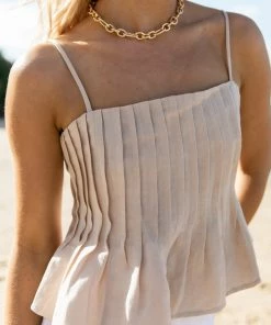 PUP65 Lisa Peplum Top - Beige