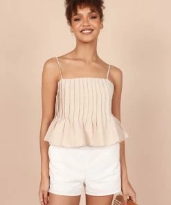 PUP65 Lisa Peplum Top - Beige
