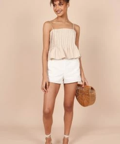 PUP65 Lisa Peplum Top - Beige