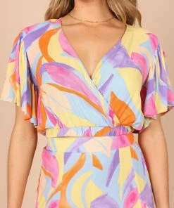 PUP49 Luis V Neck Cropped Top - Blue Multi