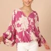 PUP52 Marnie Faux Wrap Top - Pink Clothing