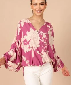 PUP52 Marnie Faux Wrap Top - Pink Clothing