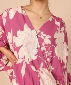 PUP52 Marnie Faux Wrap Top - Pink Clothing