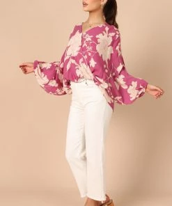 PUP52 Marnie Faux Wrap Top - Pink Clothing