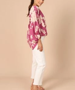 PUP52 Marnie Faux Wrap Top - Pink Clothing