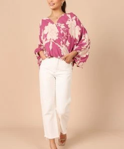 PUP52 Marnie Faux Wrap Top - Pink Clothing