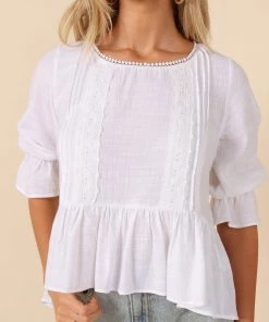 PUP4 Martha Frill Top - White