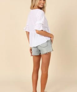 PUP4 Martha Frill Top - White