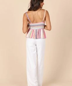PUP8 Clothing Matilda Peplum Top - Multi Stripe