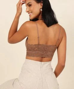PUP64 Bump Friendly Matteo Lace Bralette - Brown