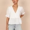 PUP50 For The Bride McKenna Cotton Embroidery Top - White