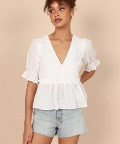 PUP50 For The Bride McKenna Cotton Embroidery Top - White