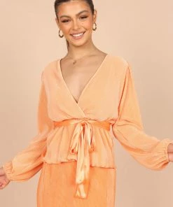 PUP51 Minelli Pleat Top - Orange Clothing
