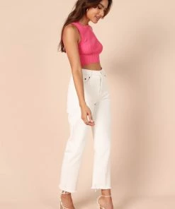 PUP14 Clothing Monica Cropped Knit Top - Pink