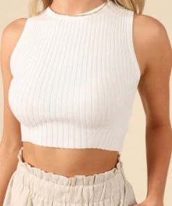 PUP14 Monica Cropped Knit Top - White