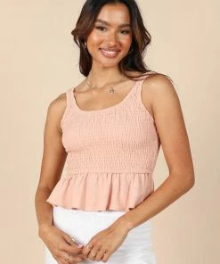 PUP8 Monique Shirred Peplum Top - Orange