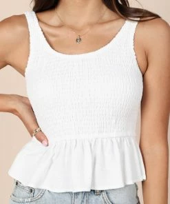 PUP8 For The Bride Monique Shirred Peplum Top - White