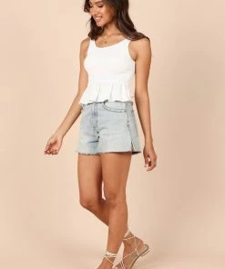 PUP8 For The Bride Monique Shirred Peplum Top - White