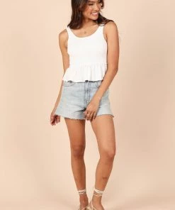 PUP8 For The Bride Monique Shirred Peplum Top - White