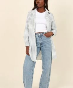 PUP4 Clothing Natalia Shirt - Mint Green Stripe