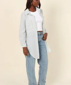 PUP4 Clothing Natalia Shirt - Mint Green Stripe