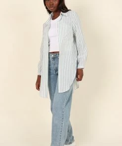 PUP4 Clothing Natalia Shirt - Mint Green Stripe