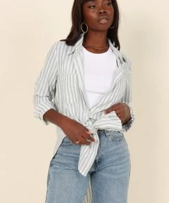 PUP4 Clothing Natalia Shirt - Mint Green Stripe