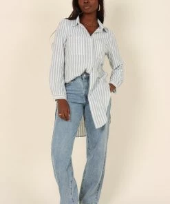 PUP4 Clothing Natalia Shirt - Mint Green Stripe