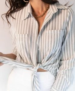 PUP4 Clothing Natalia Shirt - Mint Green Stripe