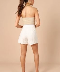 PUP65 Nina Strapless Top - Beige Clothing