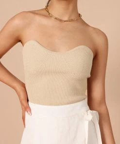 PUP65 Nina Strapless Top - Beige Clothing
