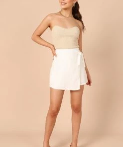 PUP65 Nina Strapless Top - Beige Clothing