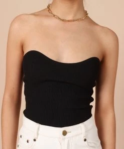 PUP65 Nina Strapless Top - Black Clothing