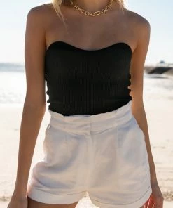 PUP65 Nina Strapless Top - Black Clothing
