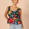 PUP63 Clothing Patrice Frill Peplum Top - Navy Blue