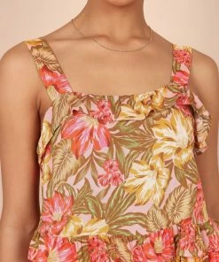 PUP49 Clothing Pissaro Frill Cropped Top - Floral
