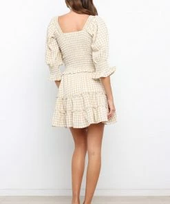 PUP51 Clothing Porter Top - Beige Gingham