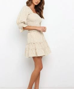 PUP51 Clothing Porter Top - Beige Gingham