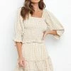 PUP51 Clothing Porter Top - Beige Gingham