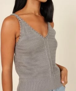 PUP64 Clothing Rachel Knit Tank Top - Grey