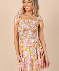 PUP50 Clothing Raffael Shirred Crop Top - Pink Floral