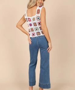 PUP58 Saskia Crochet Top - White Multi