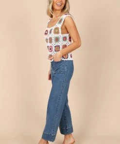 PUP58 Saskia Crochet Top - White Multi